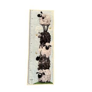 Quilted Growth Chart in inches White and Black Sheep